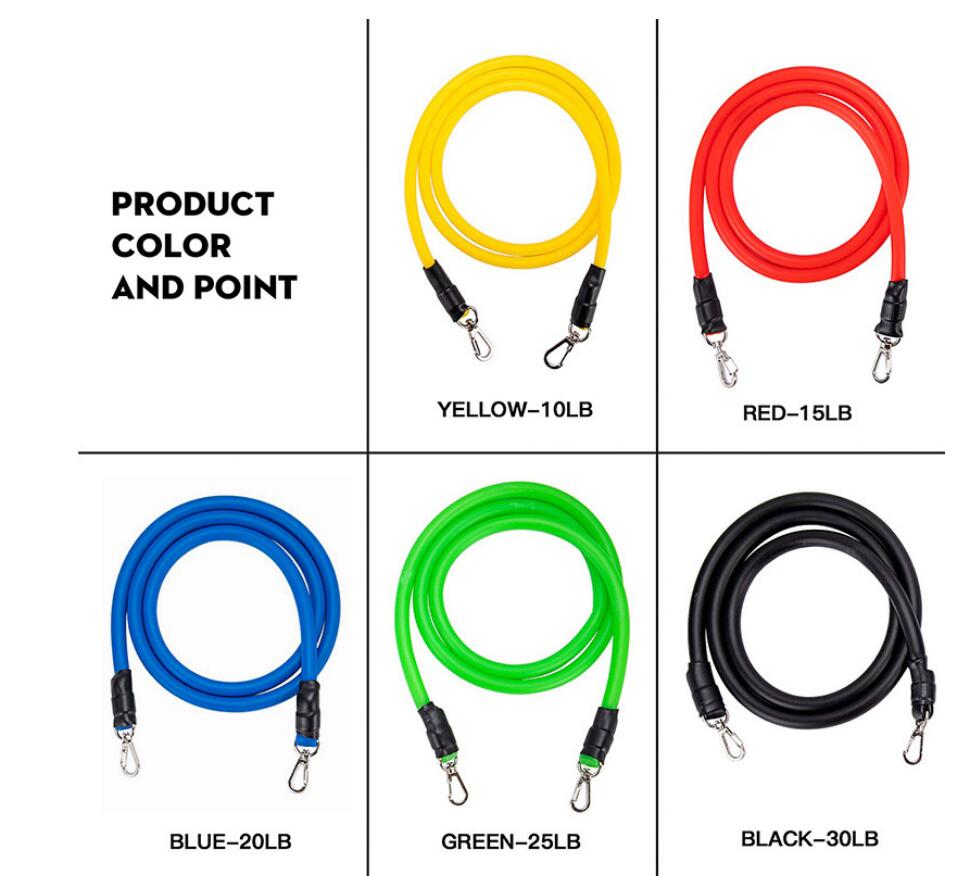 Resistance Bands 11 PCS Fitness Gym Equipment Exercise Handles