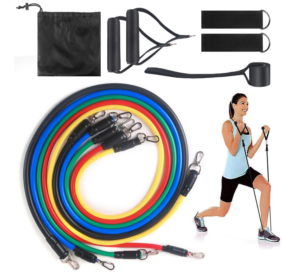Resistance Bands 11 PCS Fitness Gym Equipment Exercise Handles