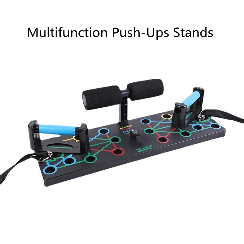 Push Ups Stands Rack Board with Latex Resistance Bands Exercise Muscle Trainer Push Up Stand Borad Home Gym