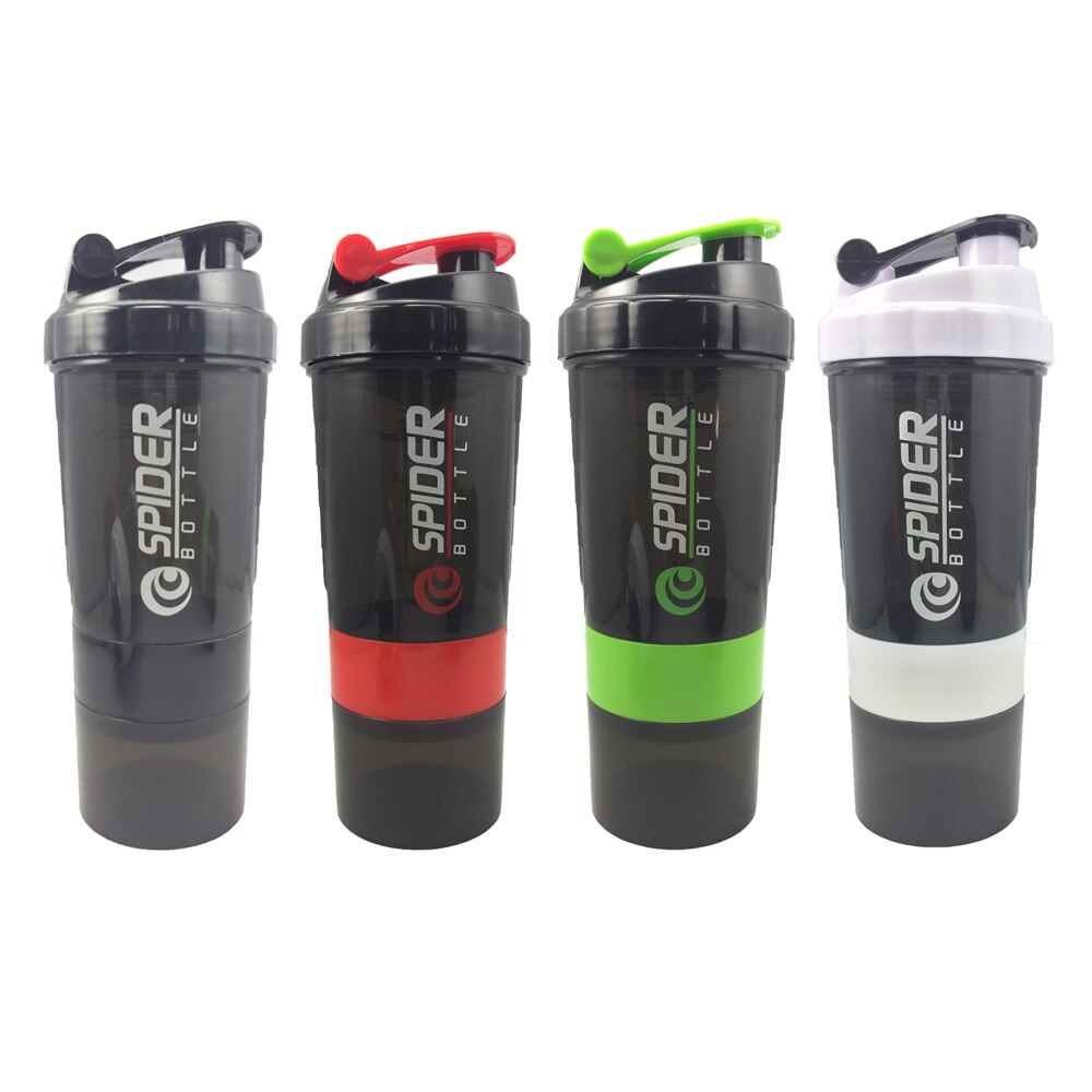 Spider Sports Shaker Bottle Whey Protein Powder Mixing Bottle, Sports Nutrition Protein Shaker Fitness Water Bottle With Three-layers
