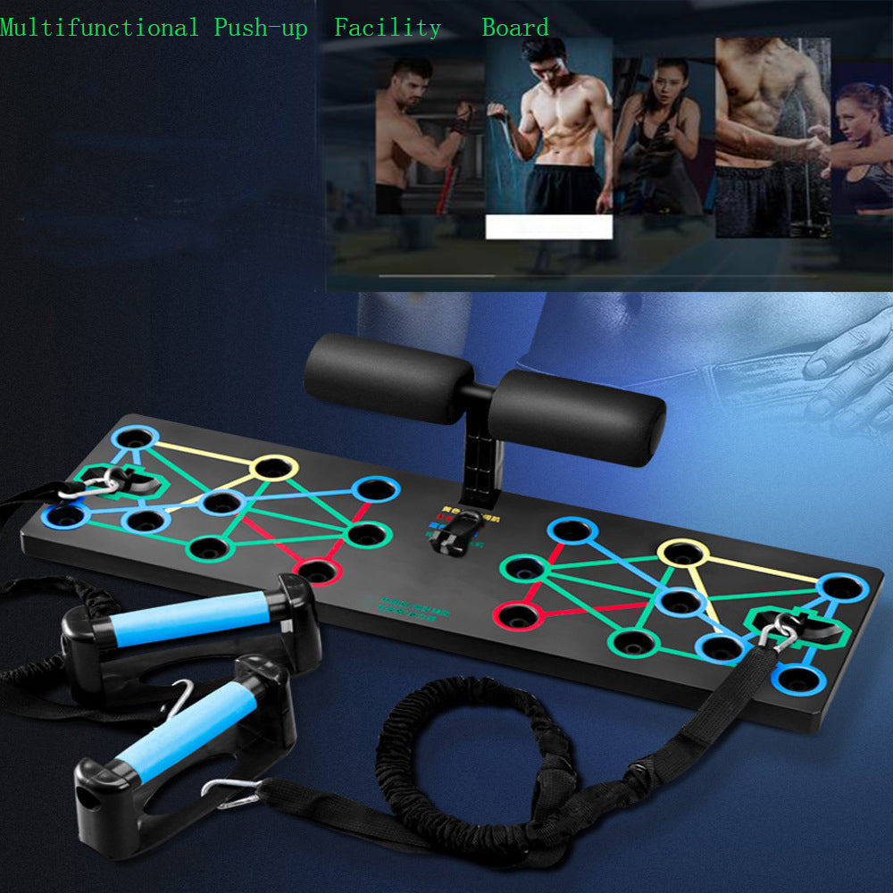 Push Ups Stands Rack Board with Latex Resistance Bands Exercise Muscle Trainer Push Up Stand Borad Home Gym