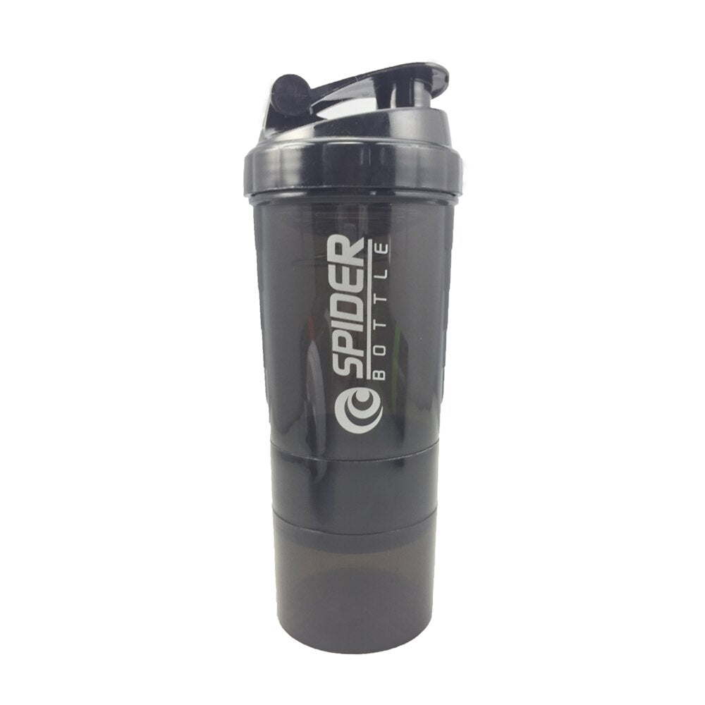 Spider Sports Shaker Bottle Whey Protein Powder Mixing Bottle, Sports Nutrition Protein Shaker Fitness Water Bottle With Three-layers