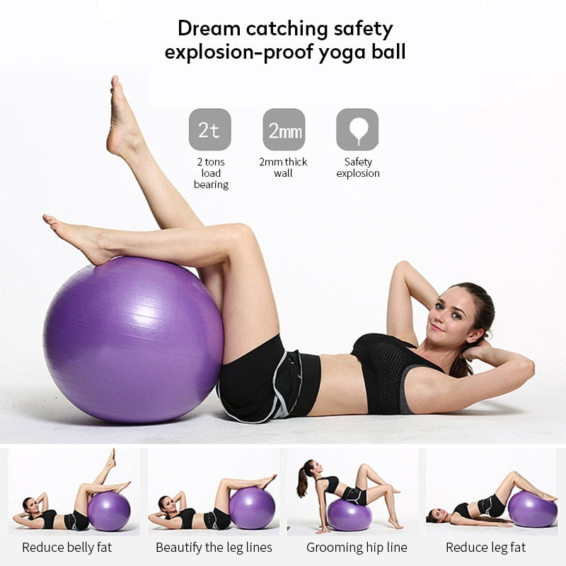 PVC Glossy Fitness Ball, Thickened, Exercise Home Gym Pilates Equipment Balance Ball 45cm/55cm/65cm/75cm/85cm